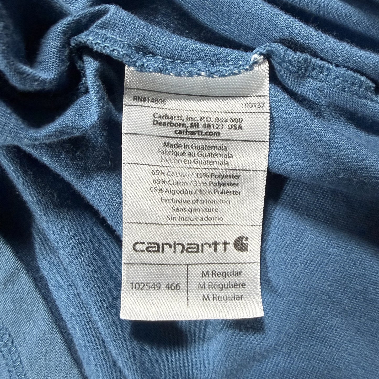 Carhartt Mens Force Workwear T-Shirt Size M Blue Relaxed Fit Graphic Logo