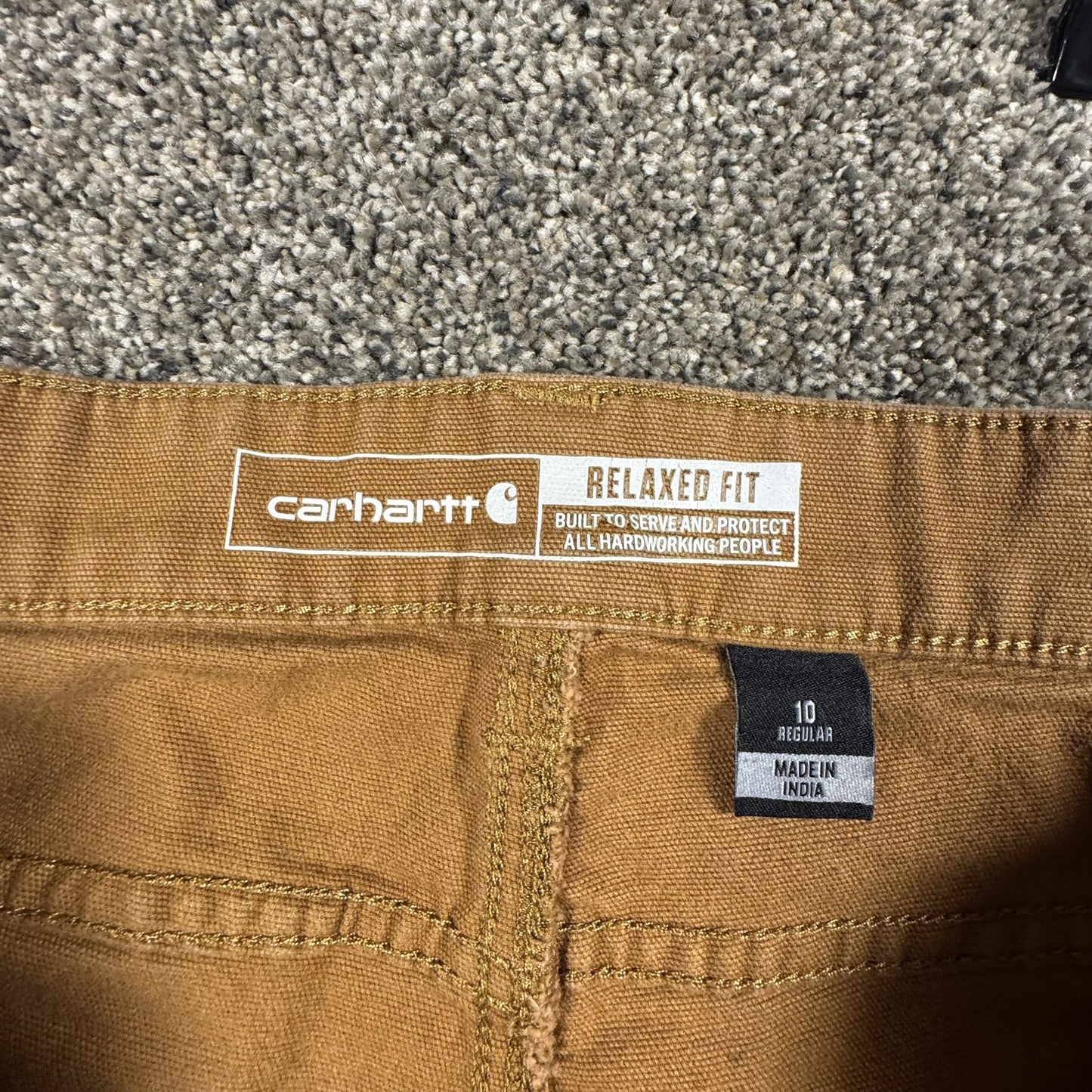 Carhartt Womens Canvas Work Pant 10 Regular Tan Brown Relaxed Fit Rugged Flex