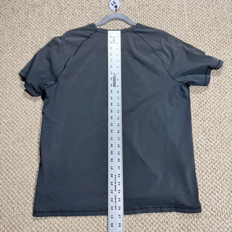 Carhartt Mens T-Shirt L Gray Short Sleeve Relaxed Fit Spellout Logo w/Stains