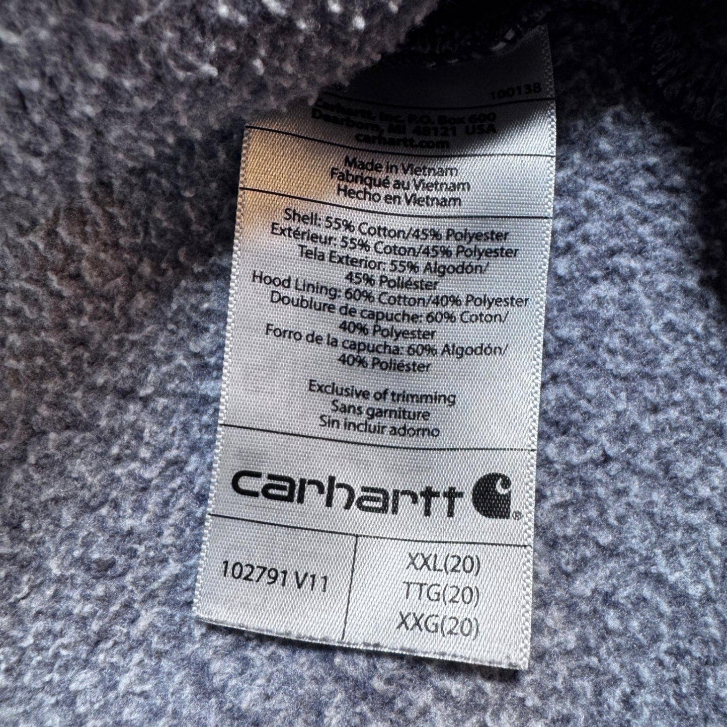 Carhartt Womens Hoodie Sweatshirt XXL 20 Purple Heather Spellout Clarksburg