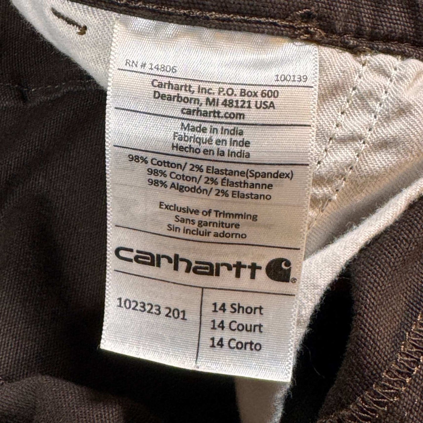 Carhartt Womens Work Pants Size 14 Short Brown Canvas Double Knee Utility