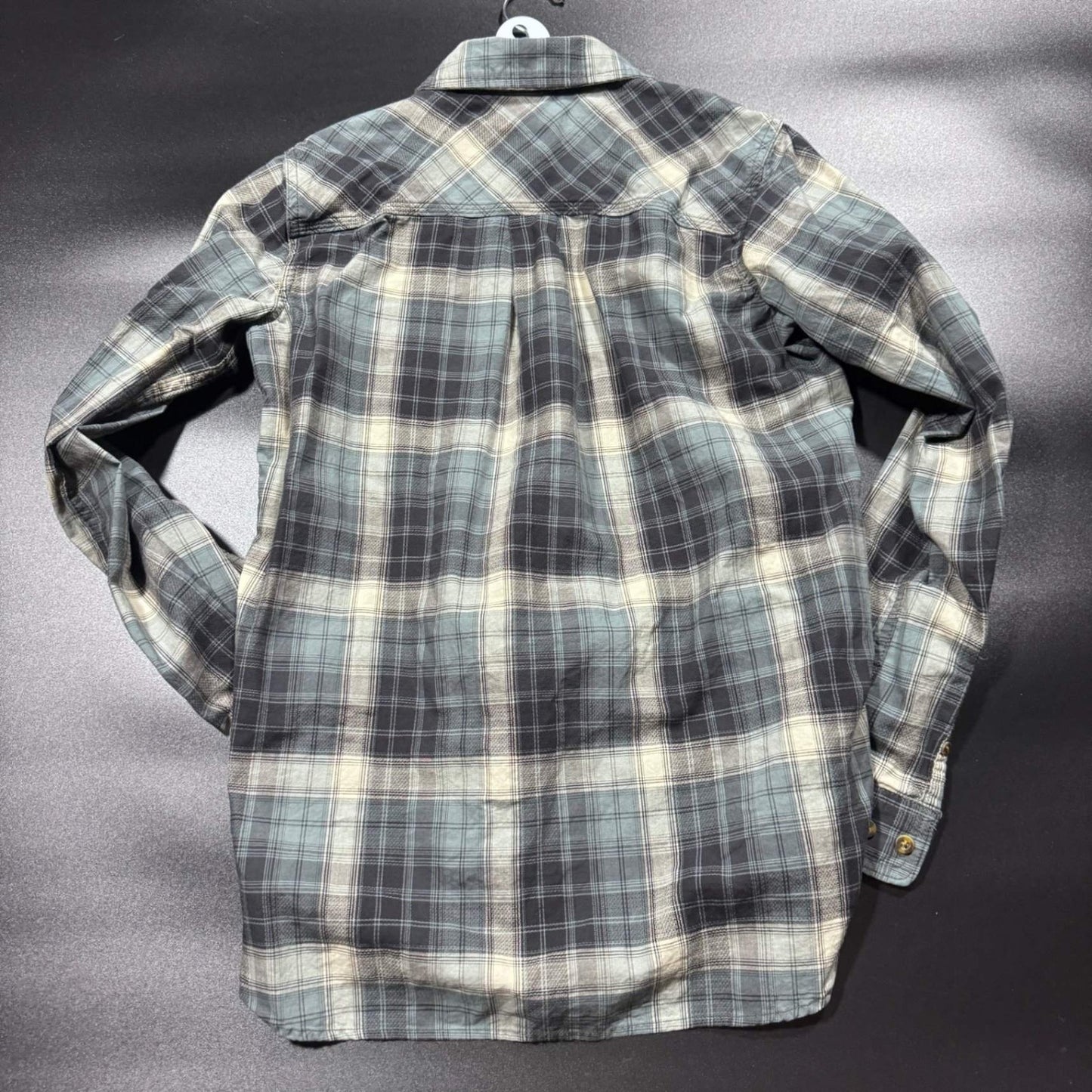 Carhartt Womens XS Plaid Flannel Button Up Shirt Blue Gray Long Sleeve
