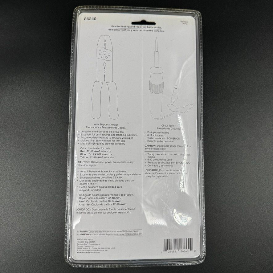 Dorman Wire Stripper Crimper Circuit Tester Repair Tool Kit 10-22 AWG New