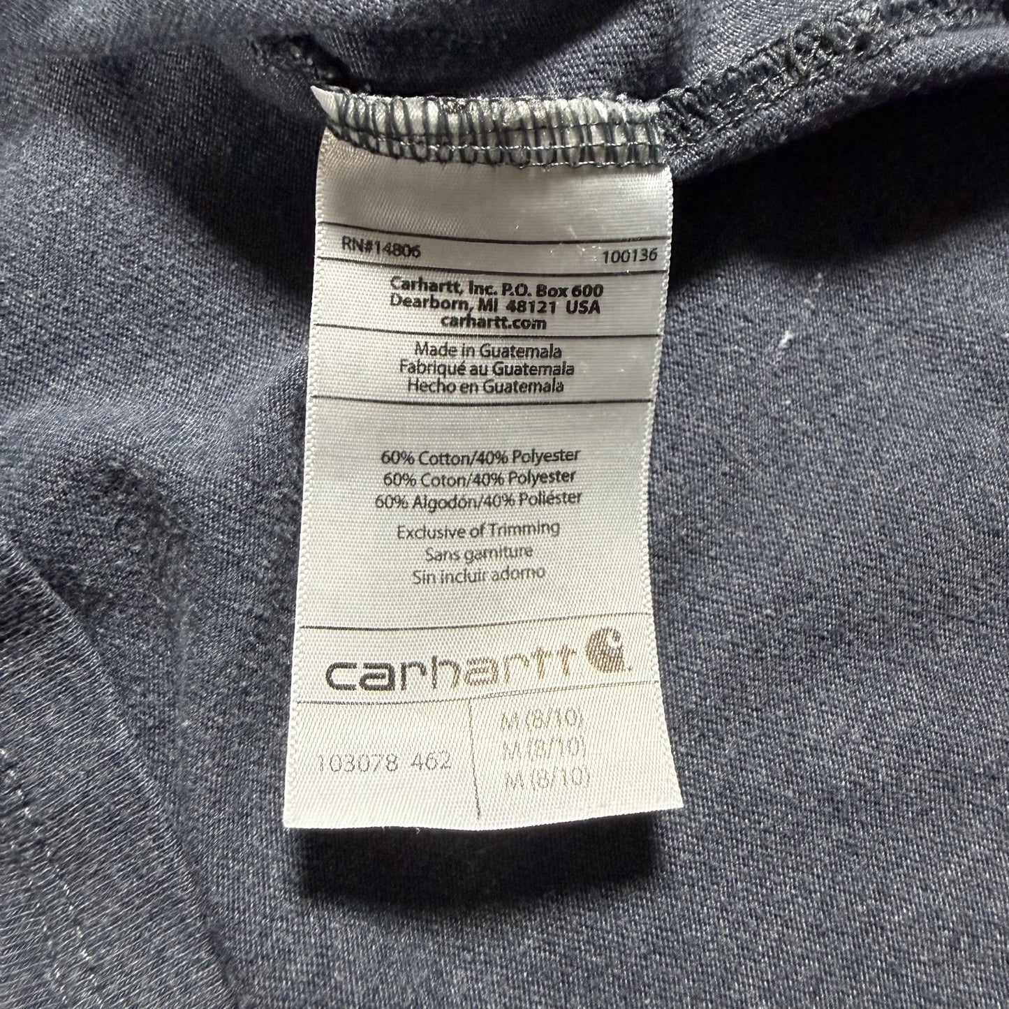 Carhartt Womens V Neck T Shirt Short Sleeve M 8-10 Gray Relaxed Fit Graphic