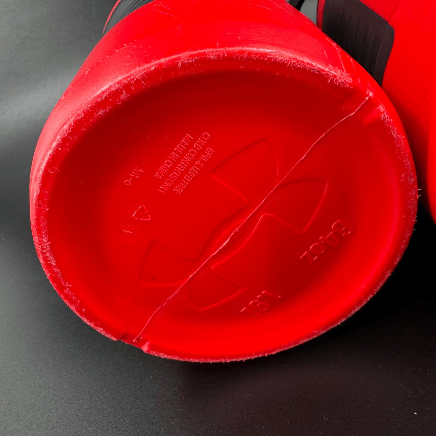 Under Armour Lot of 2 Playmaker Water Jug 64 oz Bottle Red Black w/Fence Hook