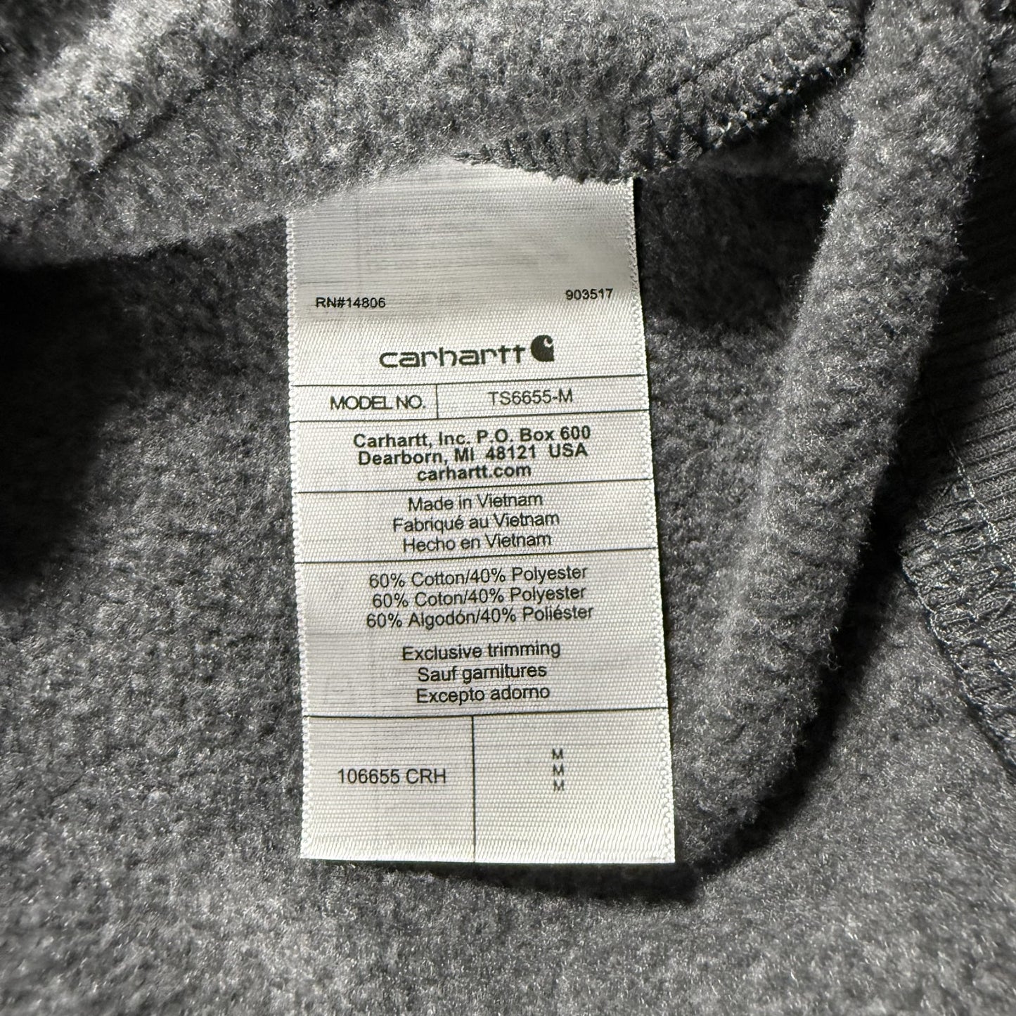 Carhartt Mens Hoodie Size M Gray Force Relaxed Fit Pullover Sweatshirt