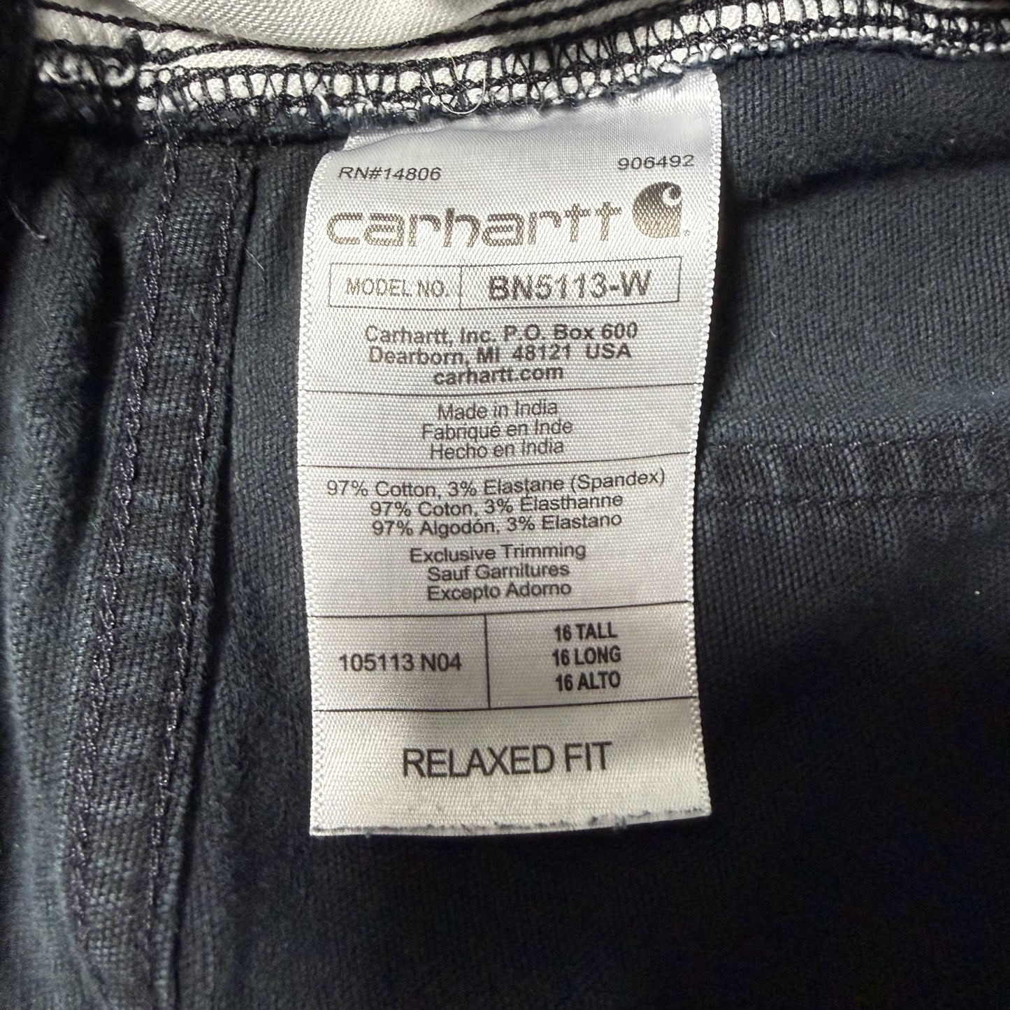 Carhartt Womens Work Pants 16 Tall Gray Relaxed Fit Distressed Carpenter