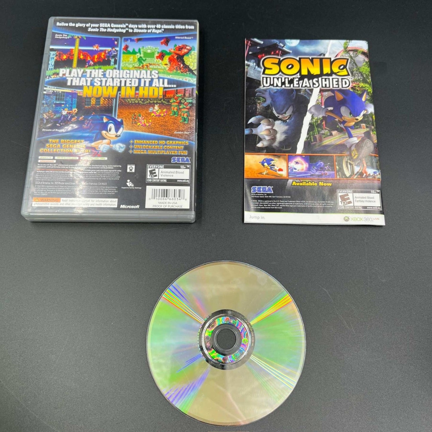 Sega Sonics Ultimate Genesis Collection Xbox 360 Platinum Hits Complete CIB