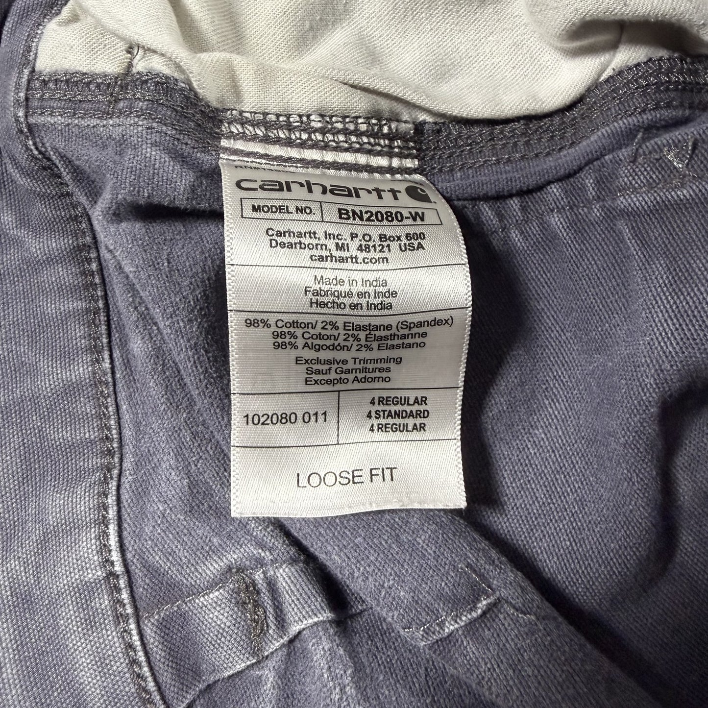 Carhartt Womens Loose Fit Work Pants Size 4 Gray Canvas Carpenter Utility