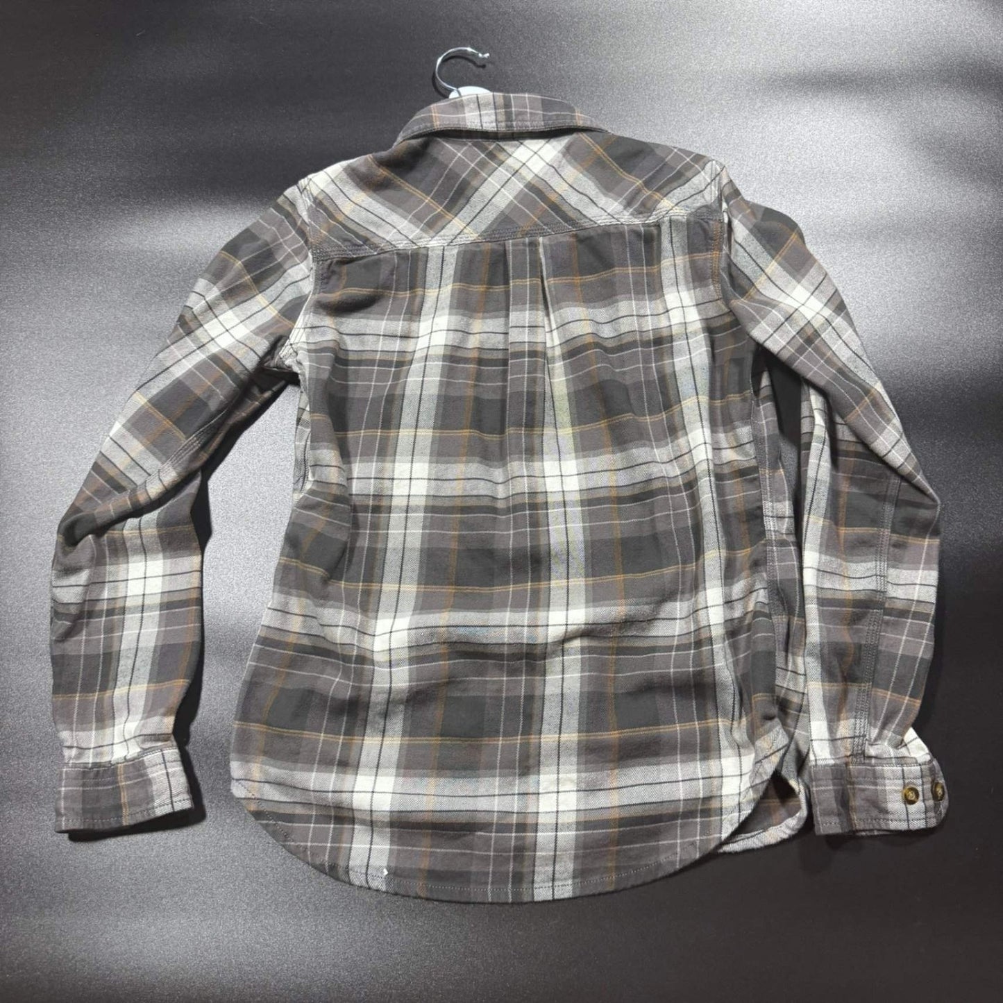 Carhartt Womens XS Long Sleeve Flannel Shirt Gray Plaid Button Up Workwear
