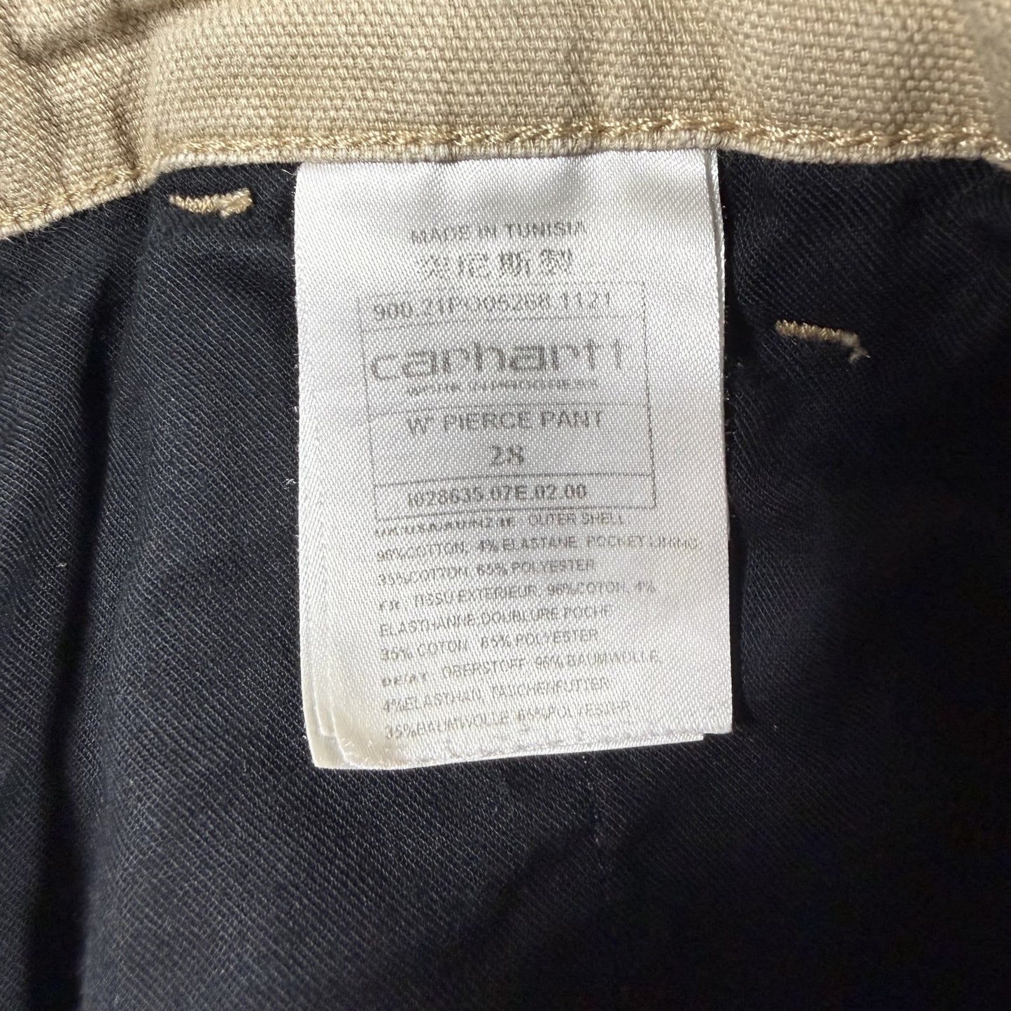 Carhartt WIP Women's Pierce Carpenter Pants Size 28 Tan Canvas RW/Boyfriend