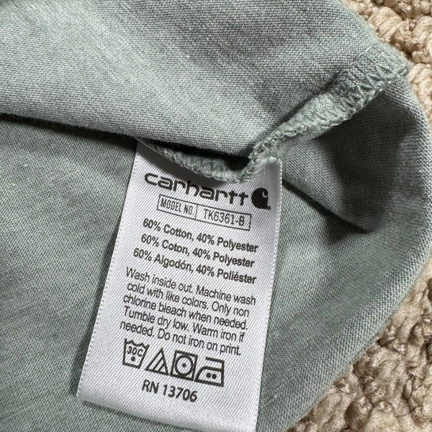 Carhartt Boys T-Shirt L 14-16 Green Pocket Adventure Tested Deer Short Sleeve