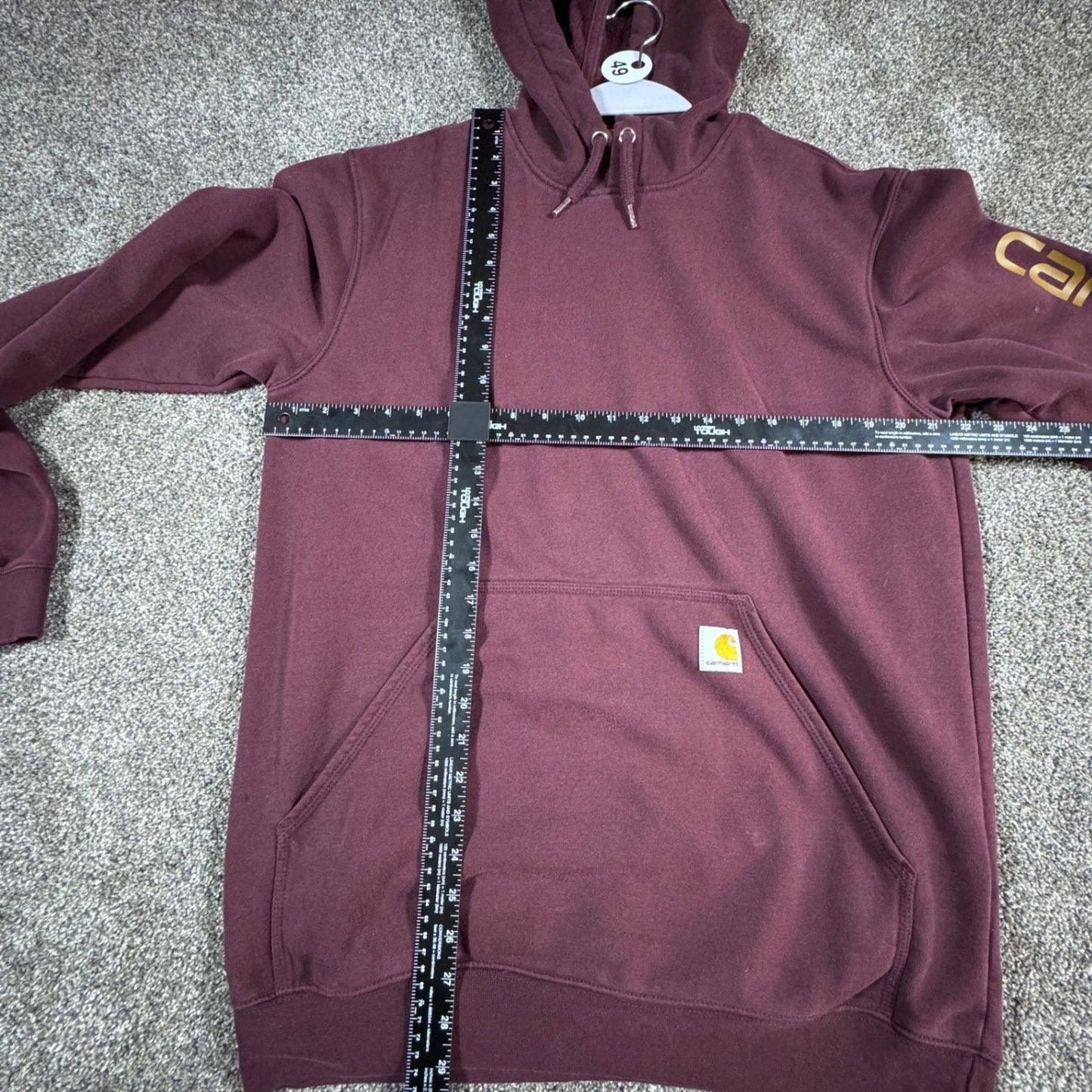 Carhartt Mens Hoodie Sweatshirt M Maroon K288 Distressed Stained Spellout
