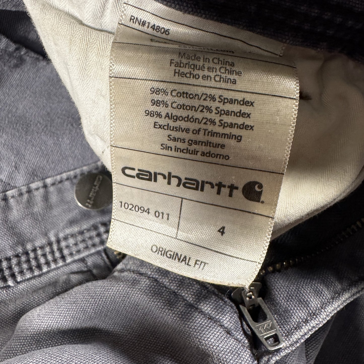 Carhartt Womens Carpenter Work Shorts Size 4 Gray Original Fit 102094