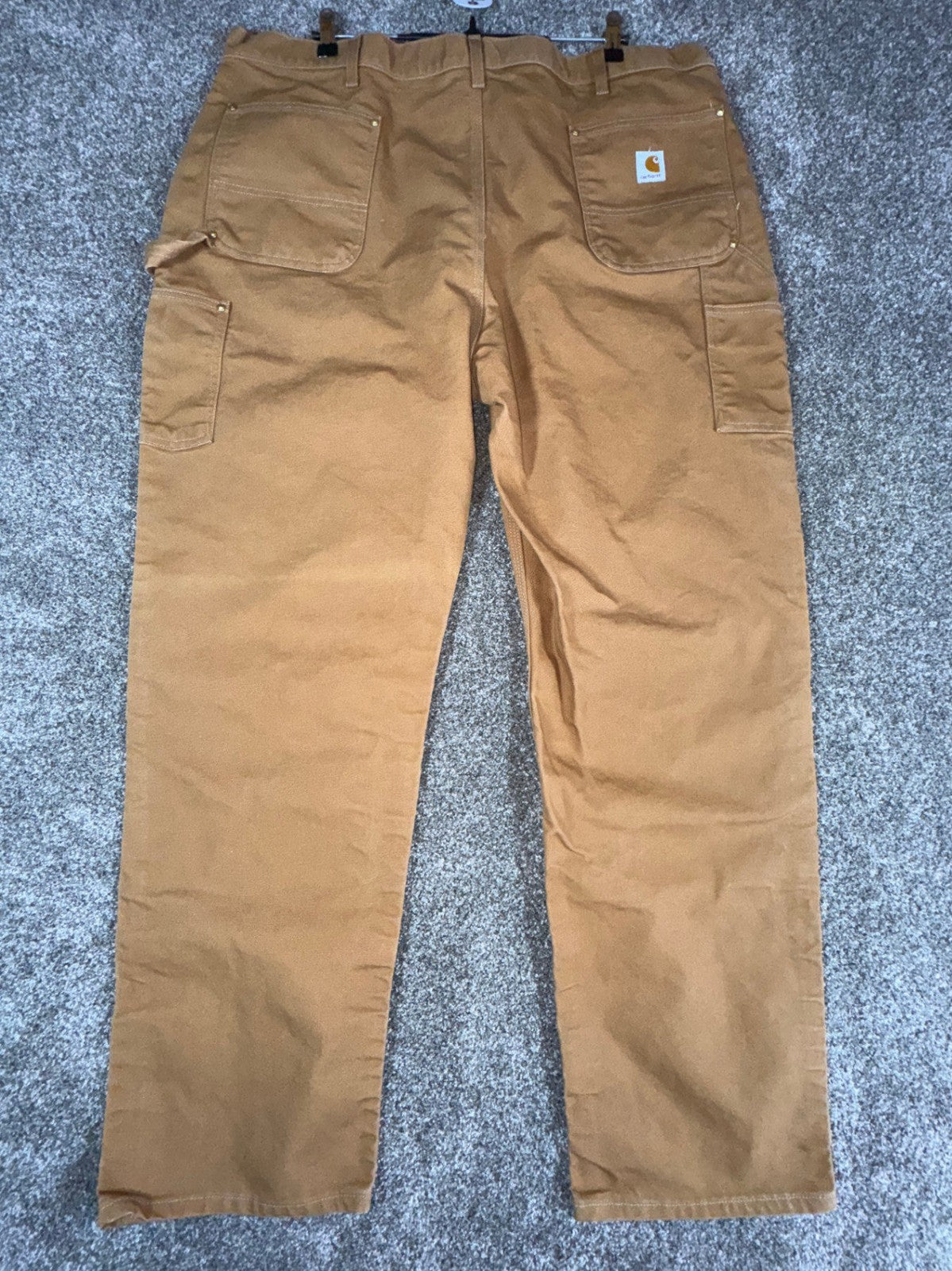 Carhartt Mens B01 Double Knee Work Pants Dungaree Fit 44x34 Brown Cotton Duck
