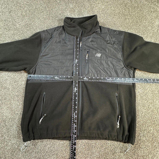 New Balance Mens Fleece Jacket XXL Black Full Zip Quilted Athletic