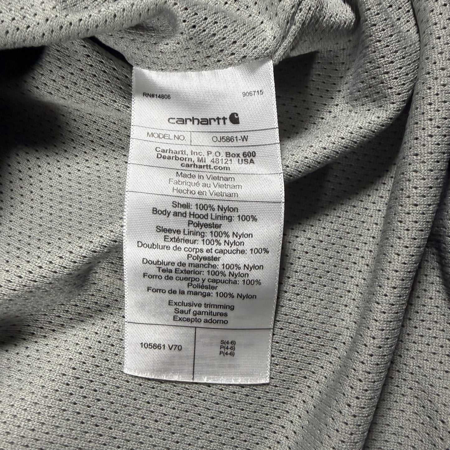 Carhartt Womens Anorak Jacket S Gray Two Tone Rain Defender Loose Fit Nylon
