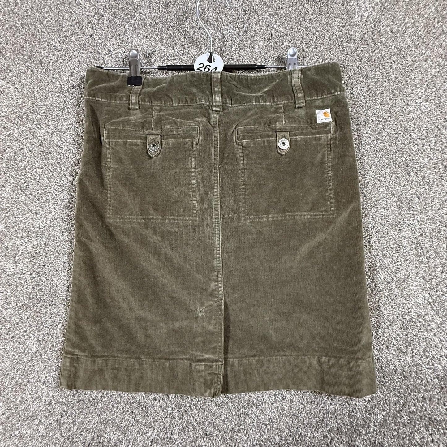 Carhartt Womens Corduroy Skirt Size 6 Olive Green Cotton