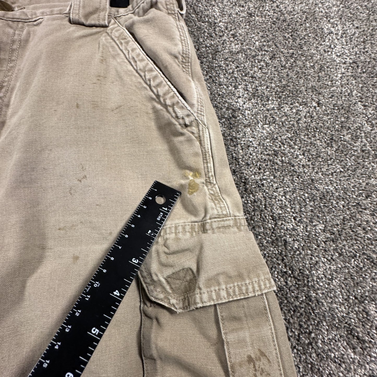 Carhartt Mens Work Cargo Shorts Size 32 Tan Canvas Utility Carpenter