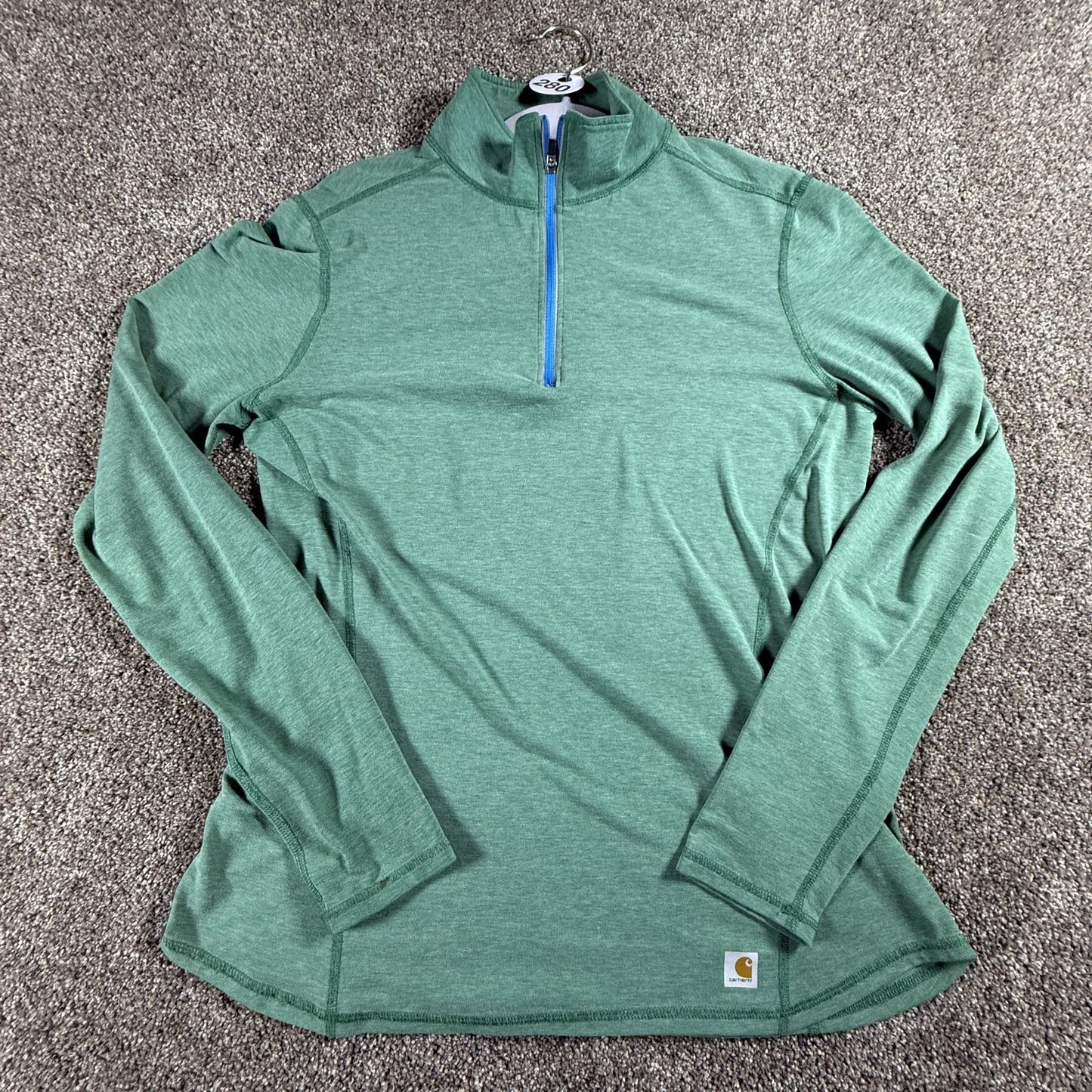 Carhartt Womens 1/4 Zip Pullover M 8 10 Green Long Sleeve Force Performance Top