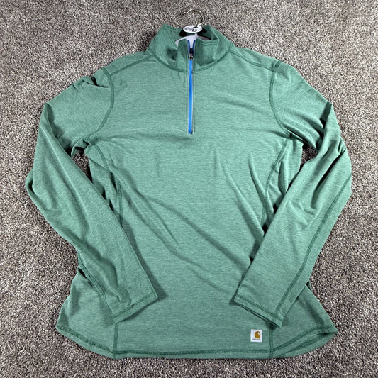 Carhartt Womens 1/4 Zip Pullover M 8 10 Green Long Sleeve Force Performance Top