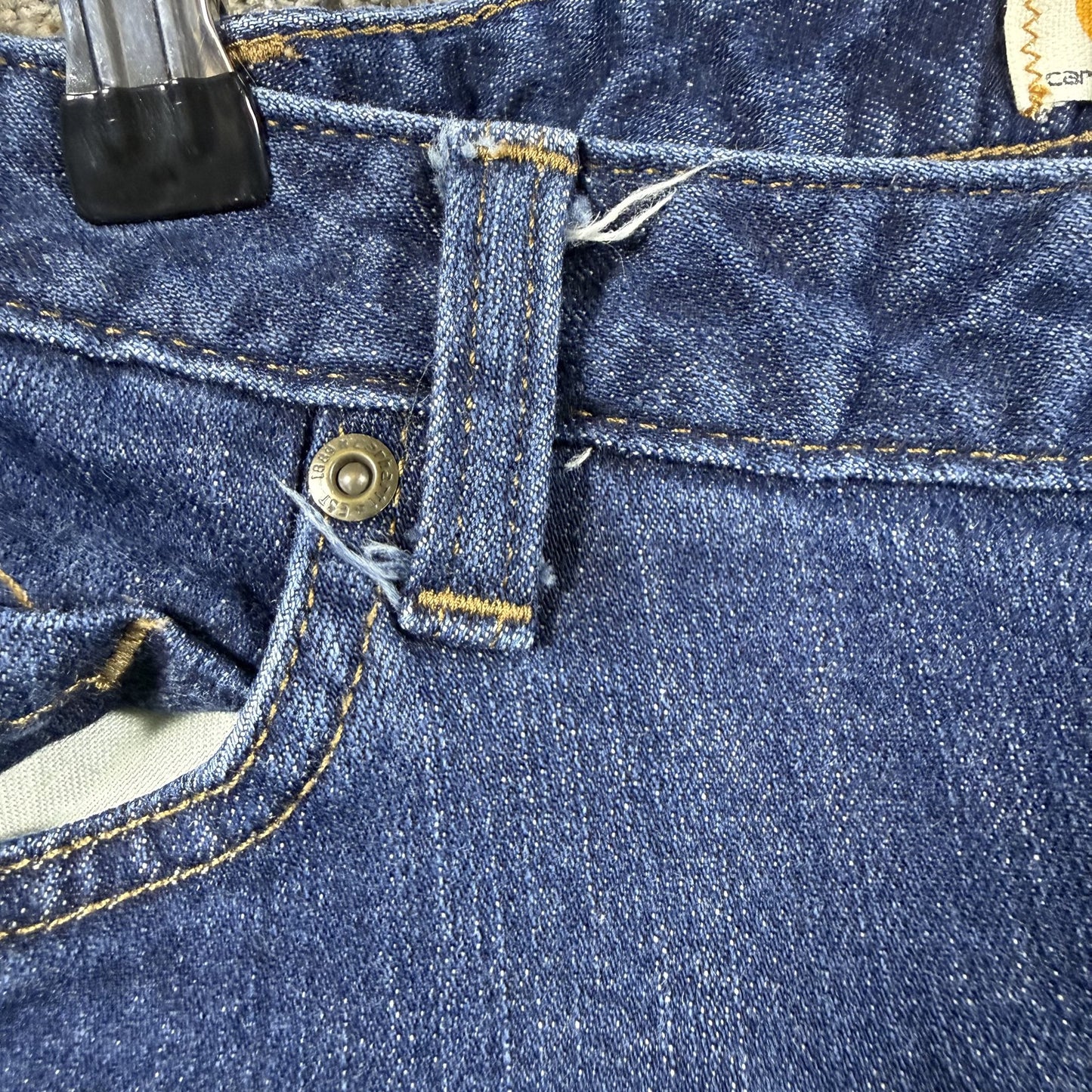 Carhartt Womens Original Fit Jeans Size 16 Short Straight Leg Dark Wash Denim