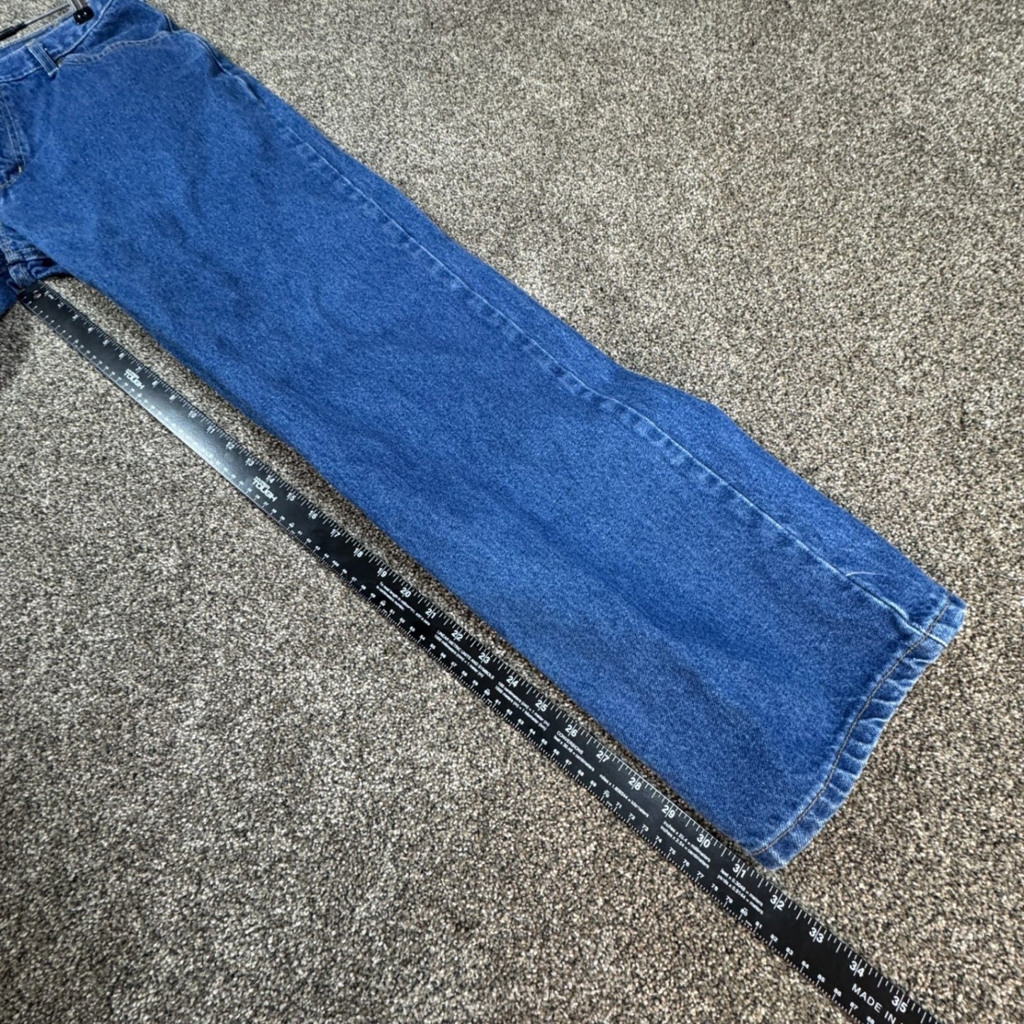 Carhartt Mens B167 DST Jeans 36x34 Blue Denim Relaxed Fit Leather Patch Pants