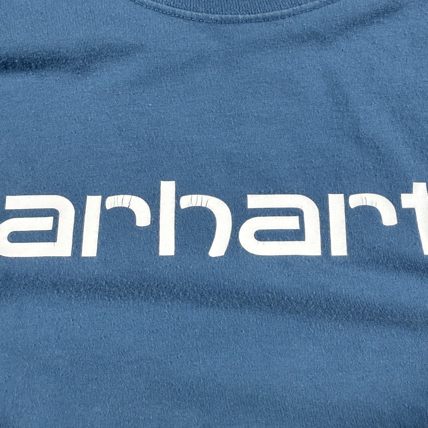 Carhartt Mens Force Workwear T-Shirt Size M Blue Relaxed Fit Graphic Logo
