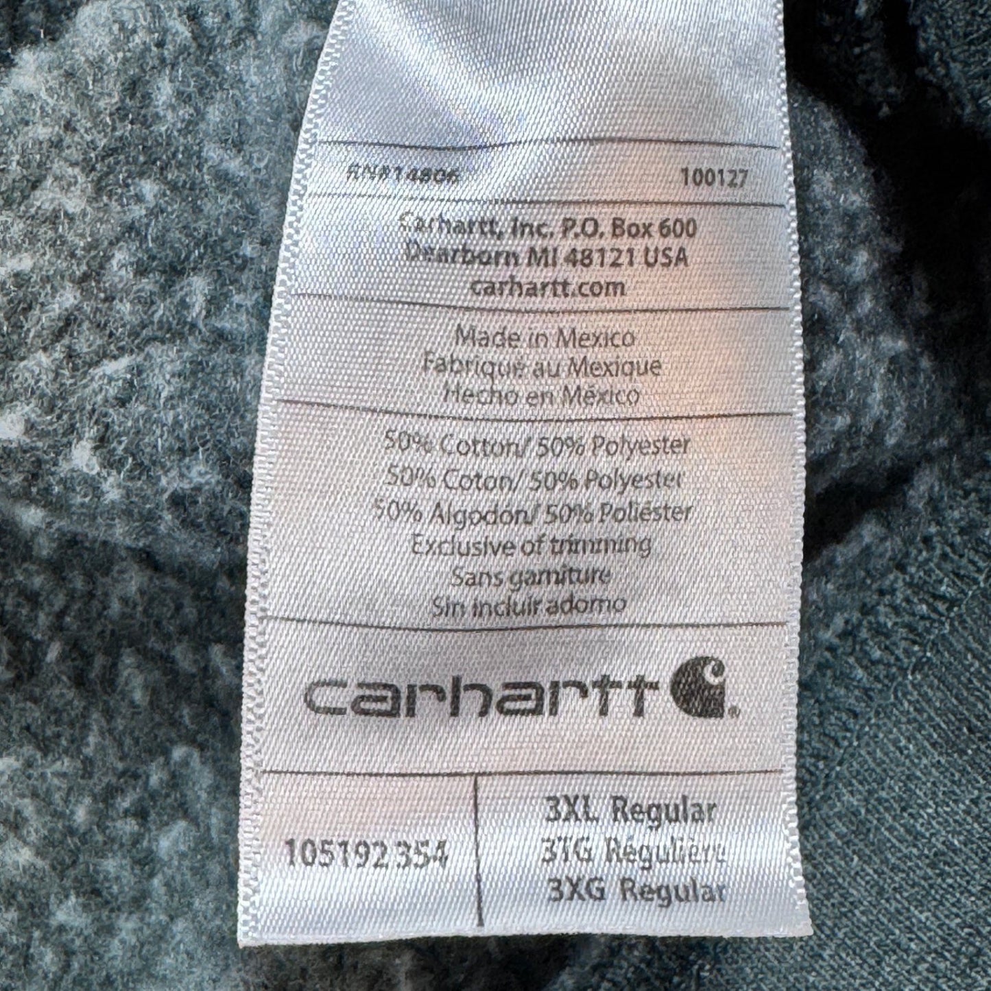Carhartt Mens Hoodie Sweatshirt 3XL Green Heather Graphic Spellout Pullover