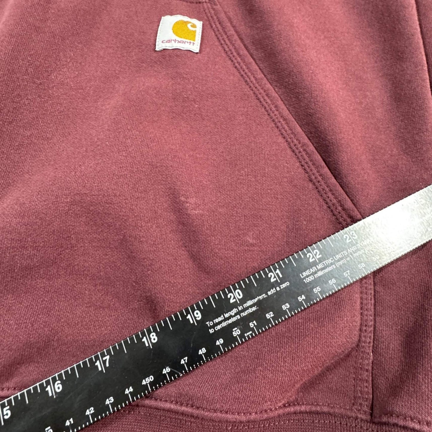 Carhartt Mens Hoodie Sweatshirt M Maroon K288 Distressed Stained Spellout