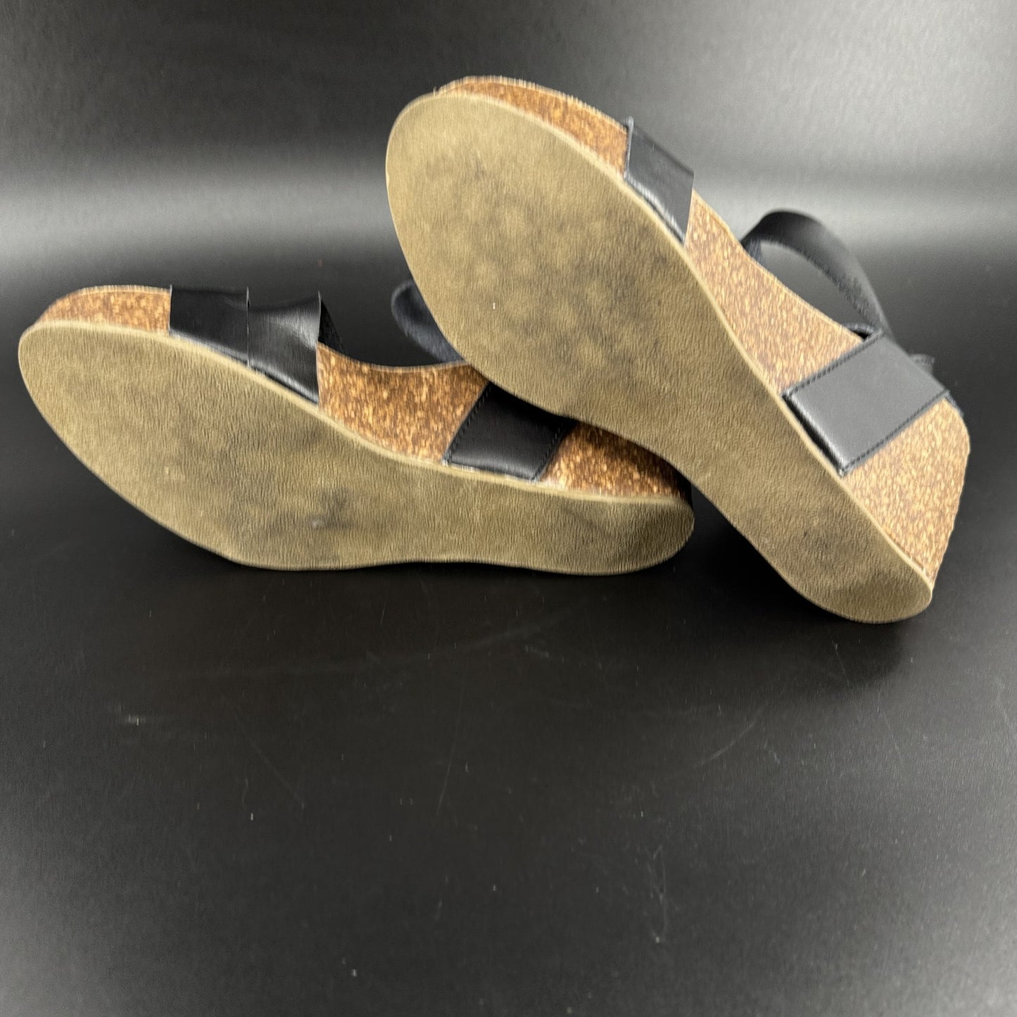 Blowfish Malibu Womens 10 Wedge Sandals Shoes Black Cork Platform Strappy