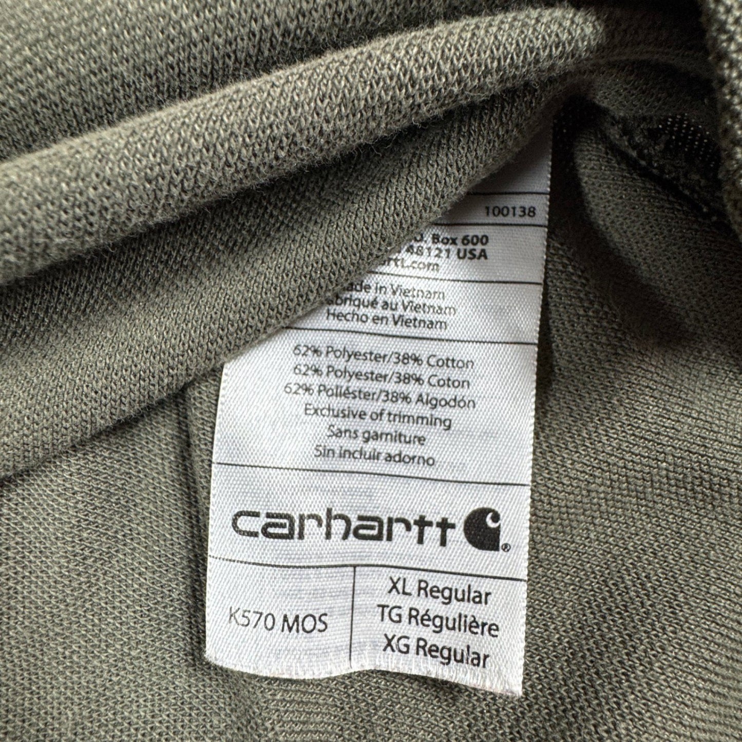 Carhartt Mens Polo Shirt Original Fit Pocket Workwear XL Olive Green w/FLAWS