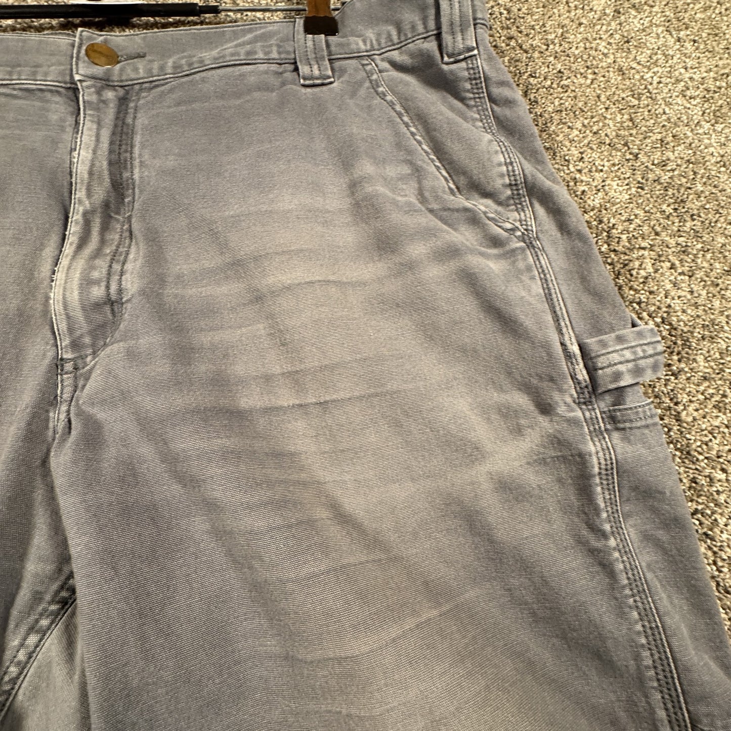 Carhartt Mens Carpenter Work Shorts Size 40 Relaxed Fit Gray Faded Cotton