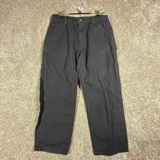 Carhartt Mens B11 Work Pants 35x30 Black Cotton Canvas Utility Carpenter