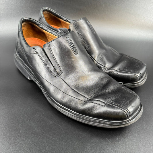 Clarks Mens Structured Un Sheridan Square Toe Size 13W Black Leather Dress Shoes