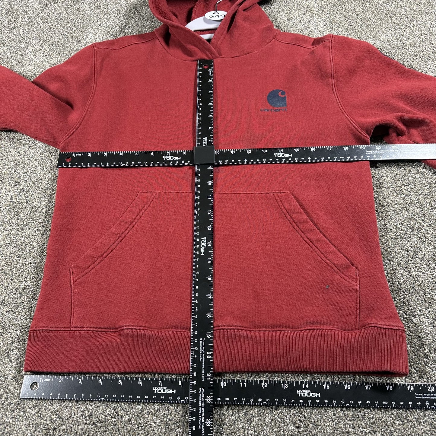 Carhartt Boys Hoodie XL Red Pullover Sweatshirt Fleece Lined Graphic Logo