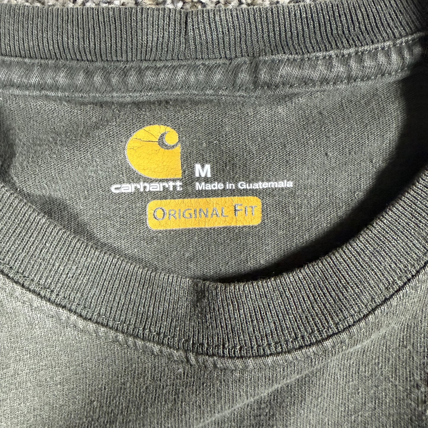Carhartt Mens Long Sleeve T-Shirt Size M Green Original Fit Graphic Logo