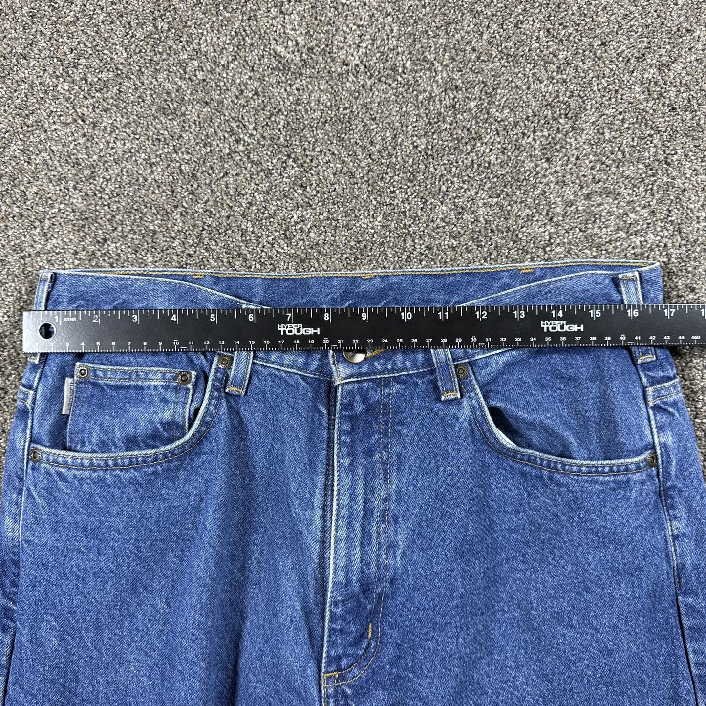 Carhartt Mens Jeans 34x32 Blue Flannel Lined Denim Relaxed Fit Straight Leg