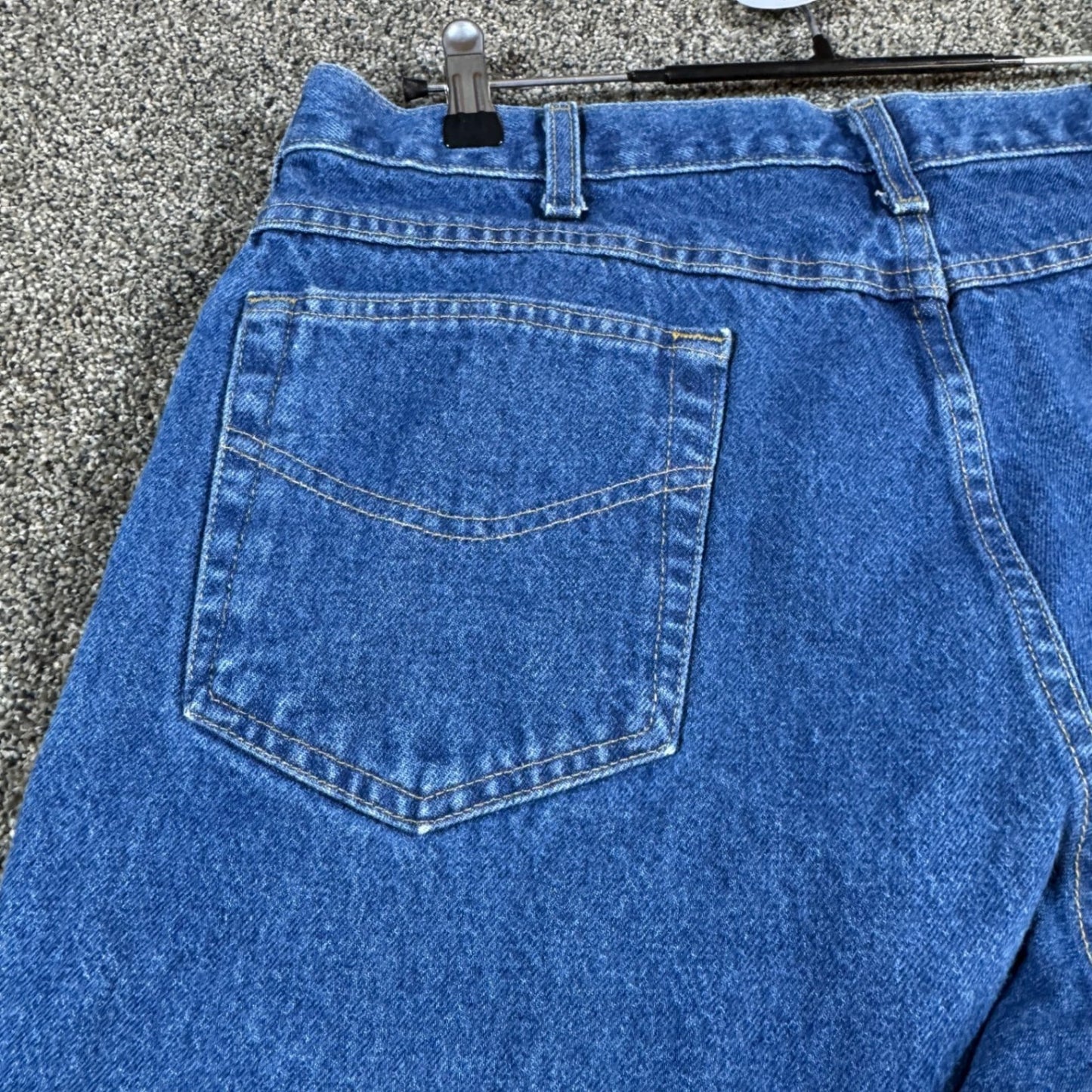 Carhartt Mens B167 DST Jeans 36x34 Blue Denim Relaxed Fit Leather Patch Pants