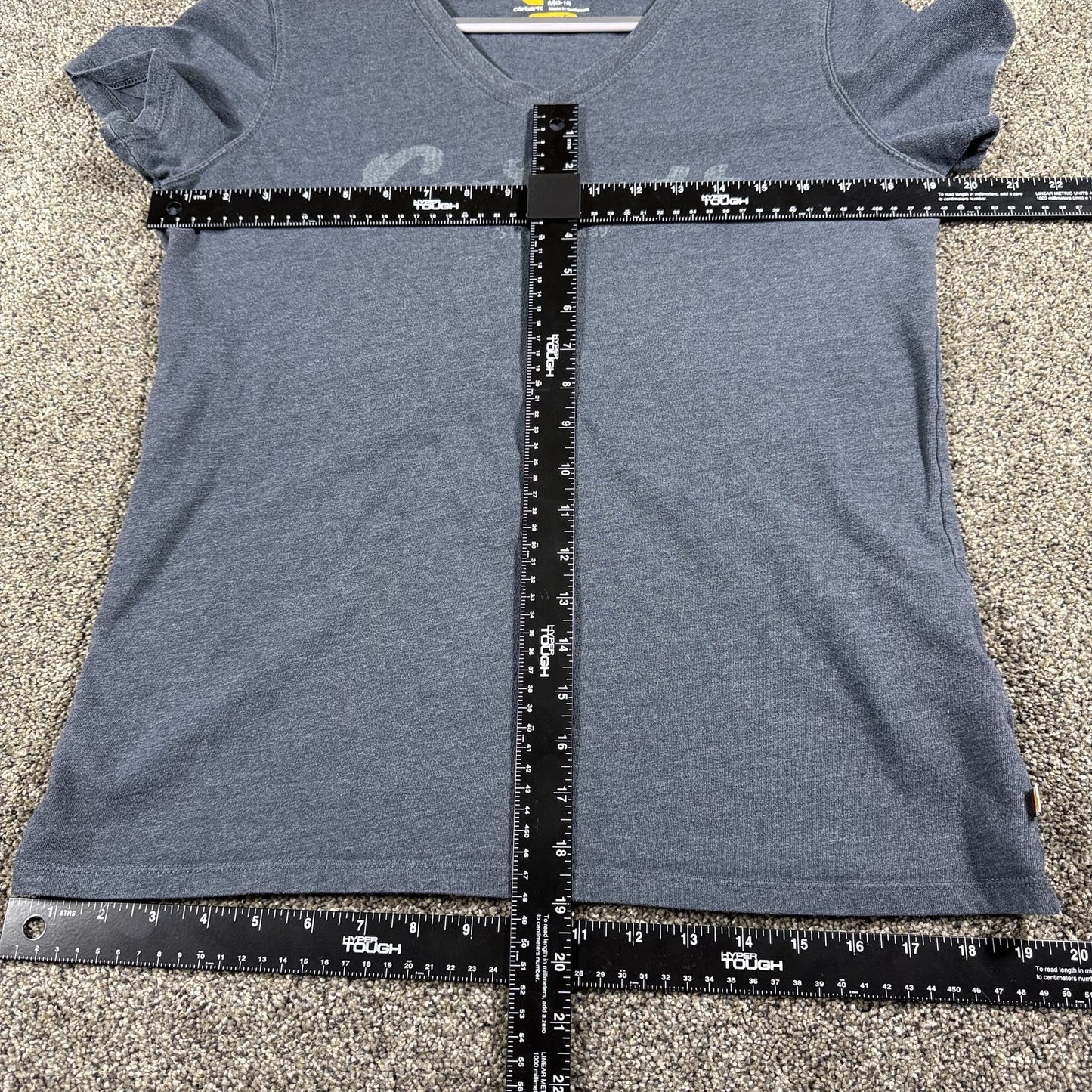 Carhartt Womens V Neck T Shirt Short Sleeve M 8-10 Gray Relaxed Fit Graphic