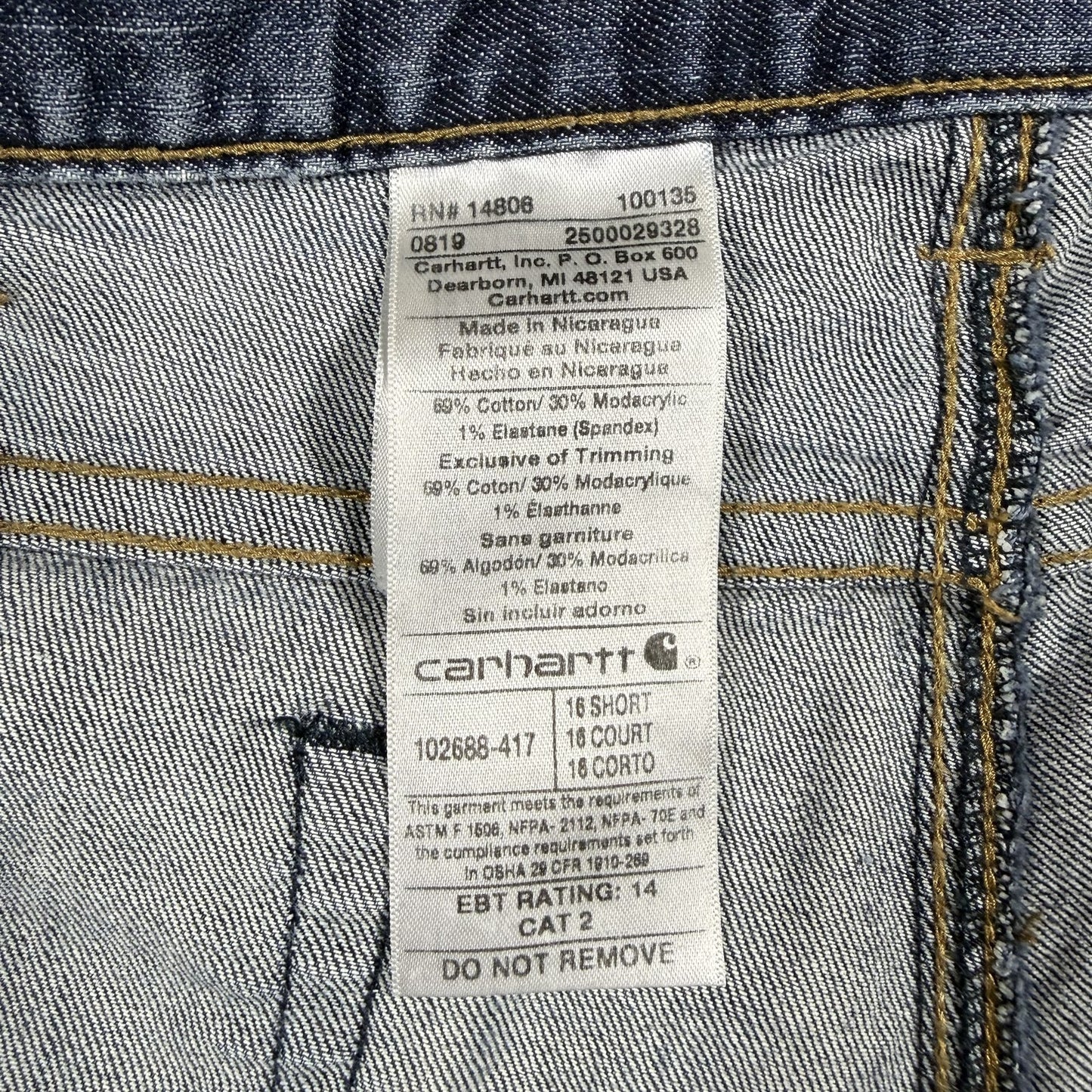 Carhartt Womens FR Flame Resistant Reflective Safety Workwear Jeans 16 Short