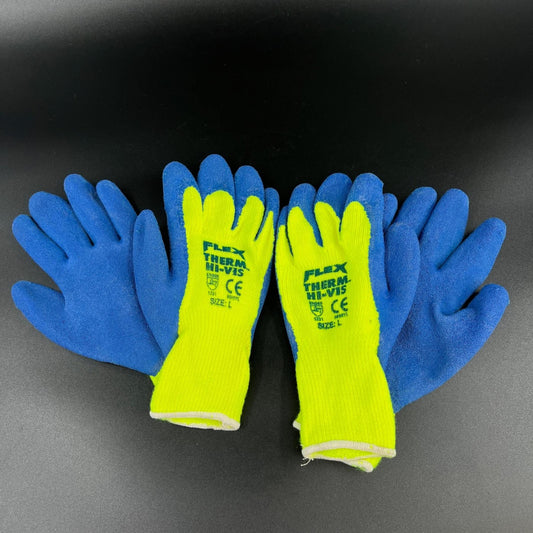 Memphis Flex Therm Hi-Vis Work Gloves Size L Lot of 2 Pairs Thermal Grip Safety