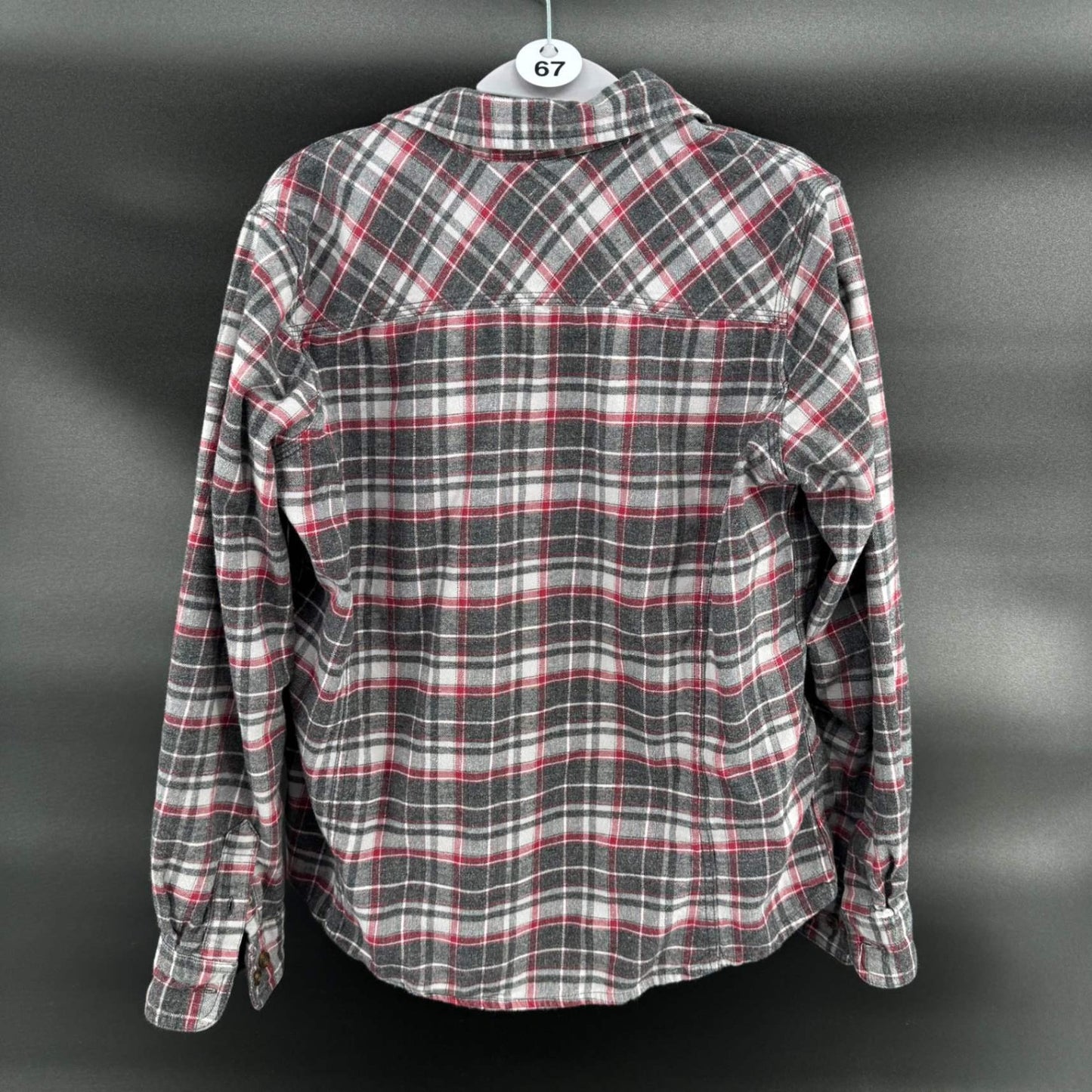 Carhartt Womens Flannel Shirt L Gray Red Plaid Button Up Long Sleeve
