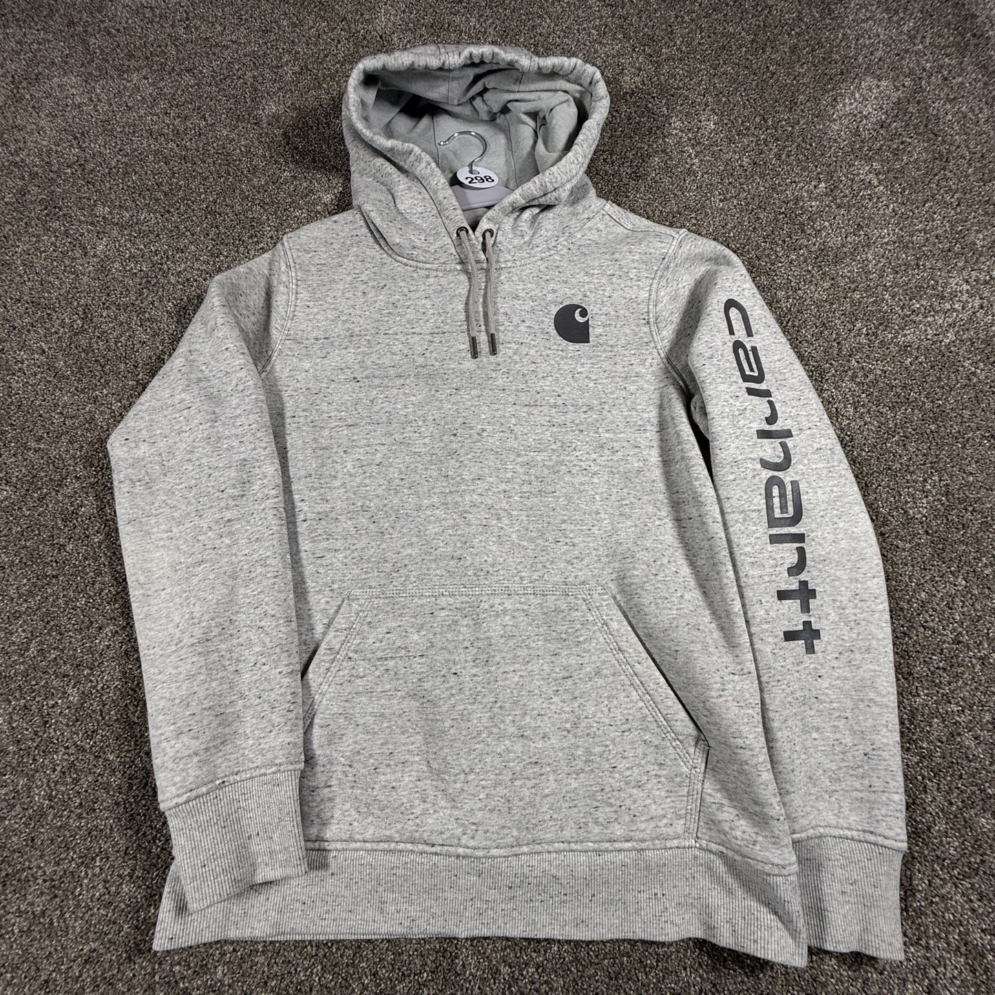 Carhartt Womens Hoodie Pullover M 8-10 Heather Gray Clarksburg Spellout