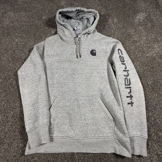 Carhartt Womens Hoodie Pullover M 8-10 Heather Gray Clarksburg Spellout