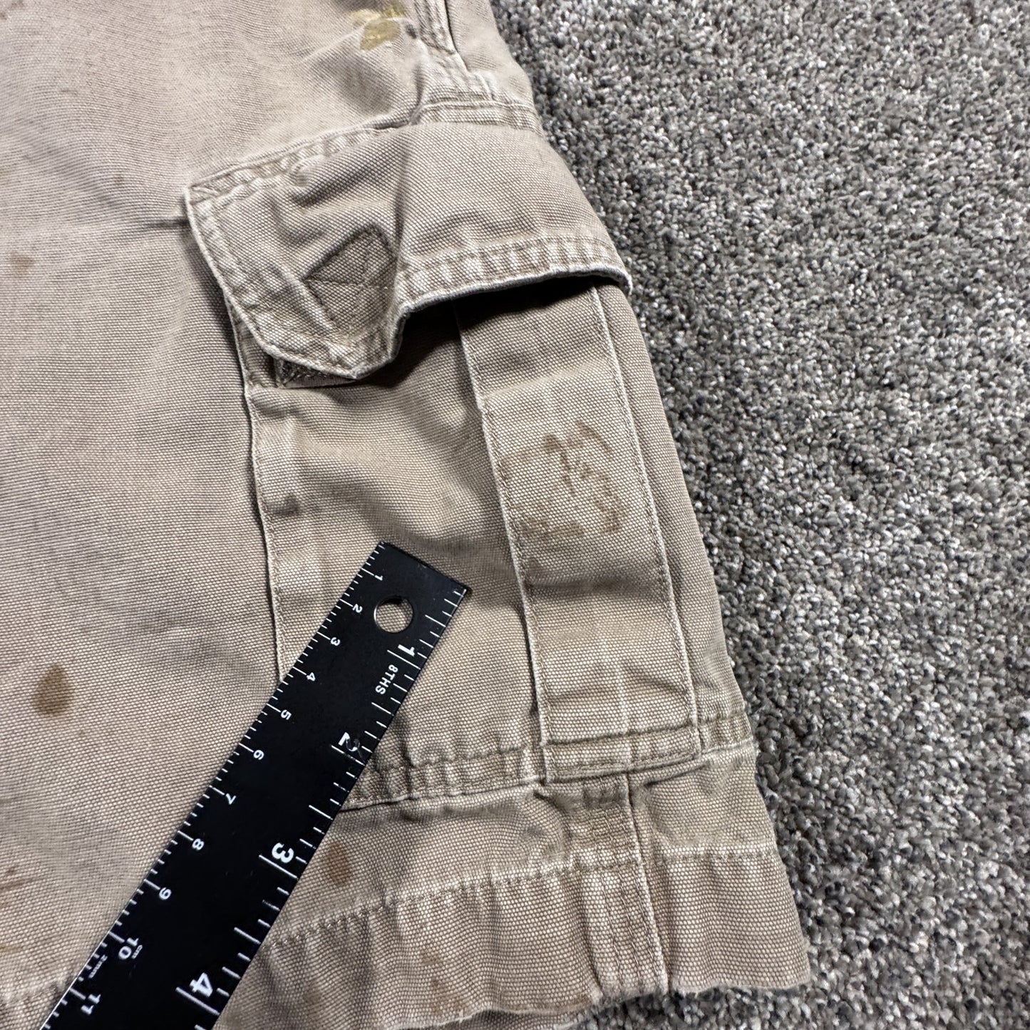 Carhartt Mens Work Cargo Shorts Size 32 Tan Canvas Utility Carpenter