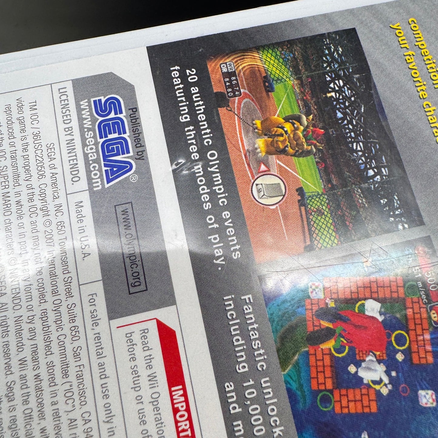 Nintendo Wii Mario Sonic Olympic Games Beijing 2008 Video Game CIB