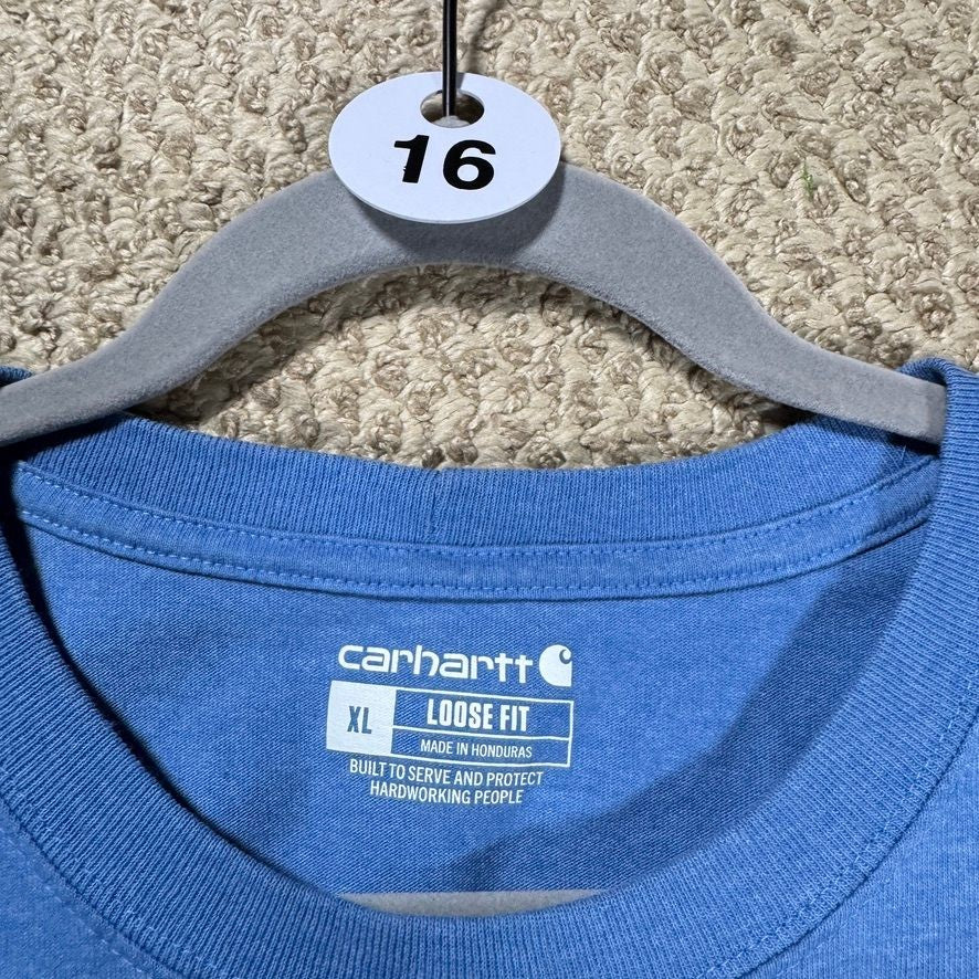 Carhartt Mens K87 Pocket T-Shirt XL Blue Loose Fit Short Sleeve Workwear