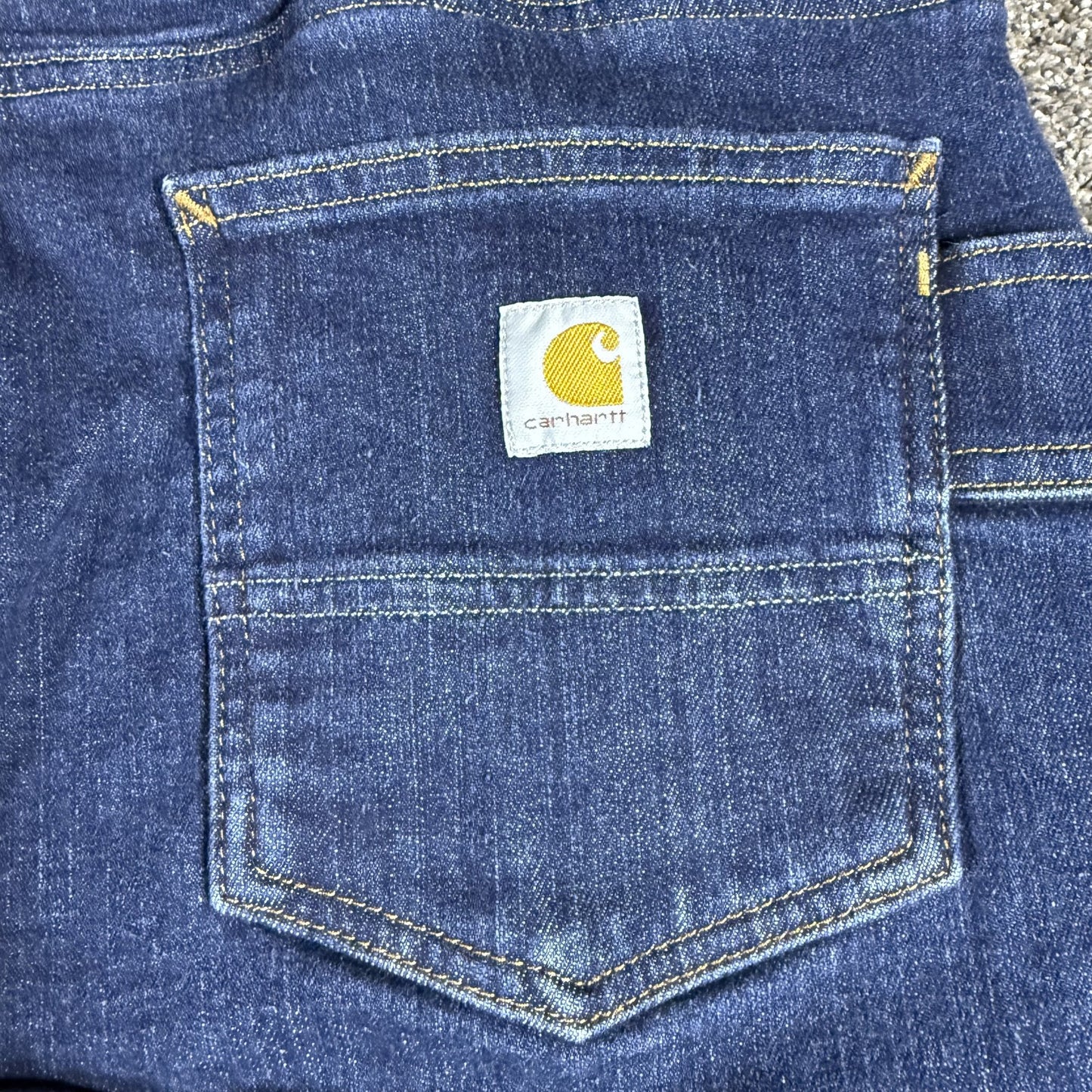 Carhartt Womens Jeans 10 Regular Relaxed Fit Fleece Lined Dark Wash Denim