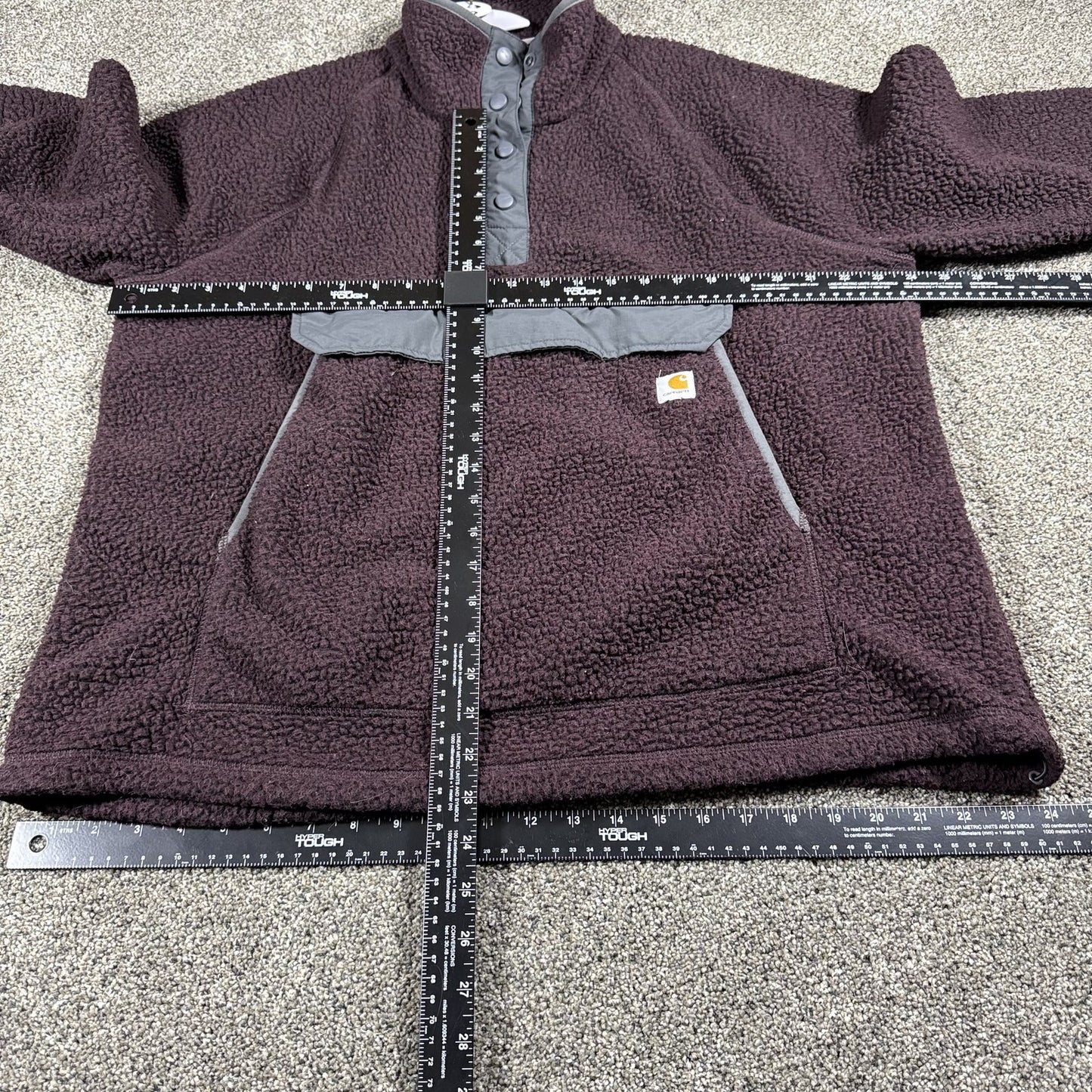 Carhartt Womens Fleece Pullover XL 16-18 Plum Sherpa Relaxed Fit Quarter Zip